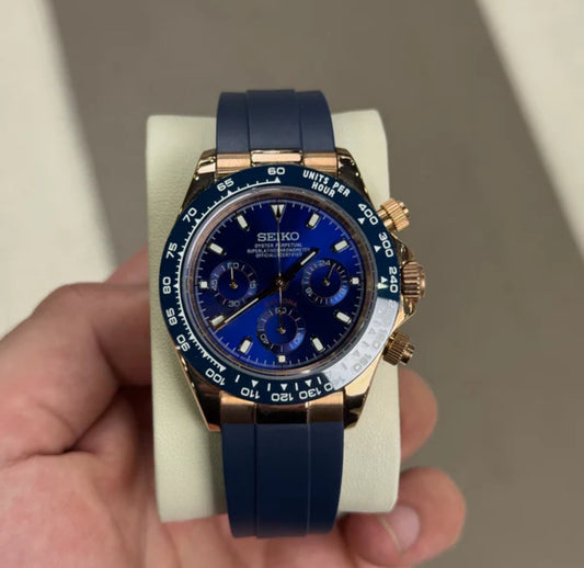 SEIKO DAYTONA DIAL (GUMMI REM) - MØRKEBLÅ DIAL